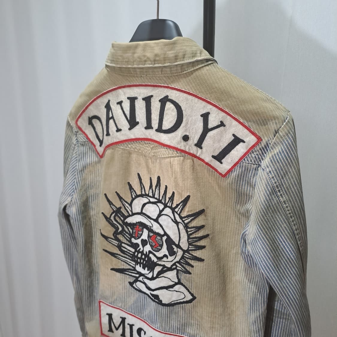 (택포) 해골 자수패치 빈티지 워싱 데님셔츠 95-100 B156 상품이미지5