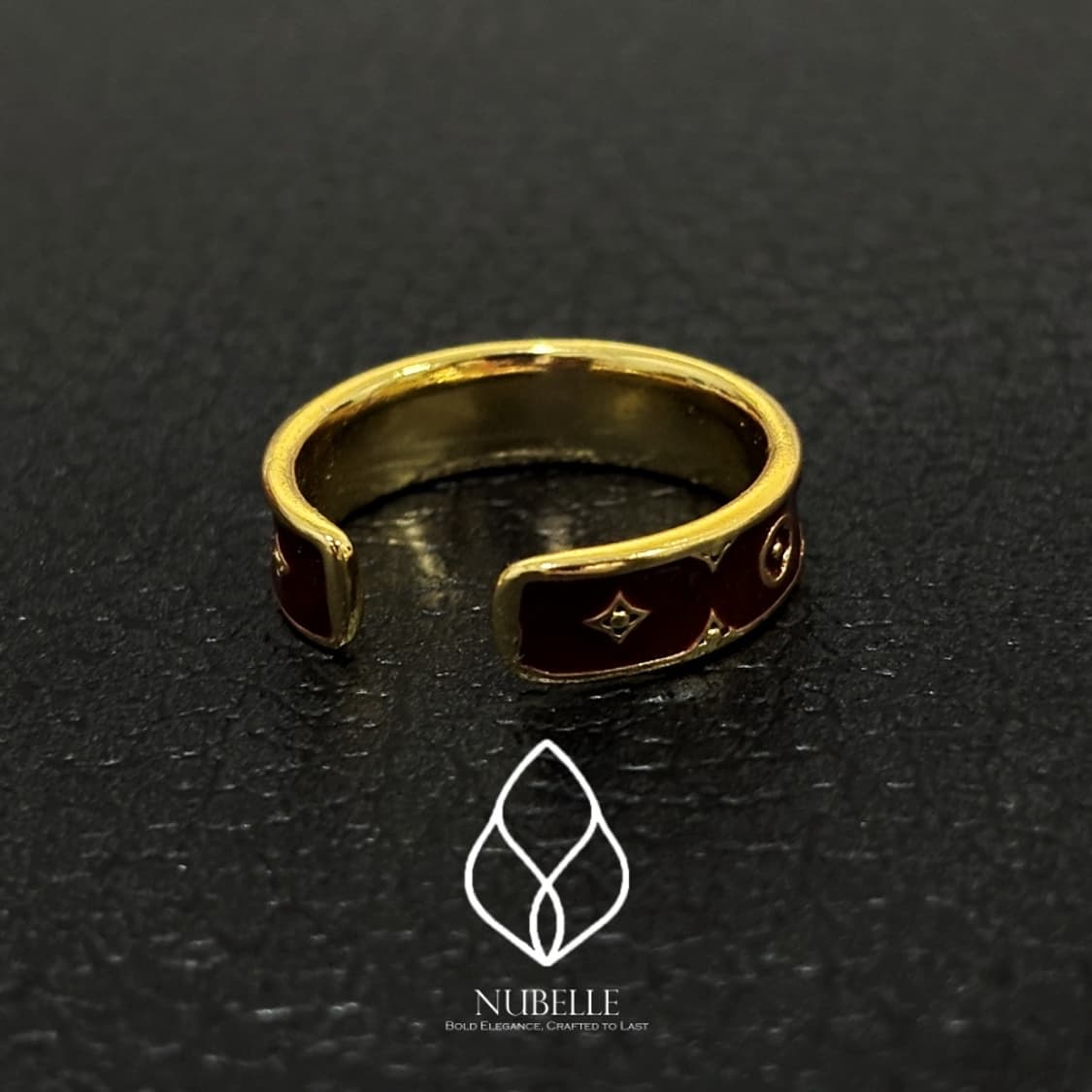 🌗 Monogram logo ring / 골드 버건디 모노그램 반지 상품이미지5