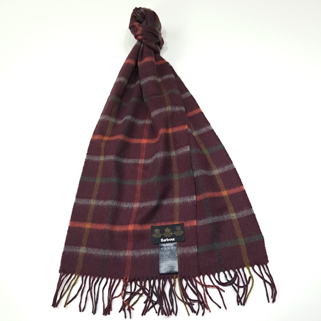 MX498 바버 울캐시미어 타탄체크 버건디 머플러 목도리 상품이미지2