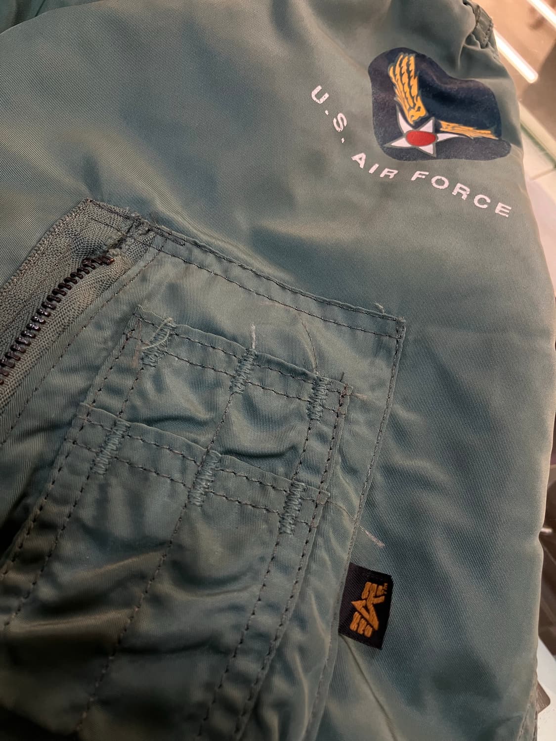 알파인더스트리 세이지 그린 B-15D 항공점퍼 L 상품이미지5