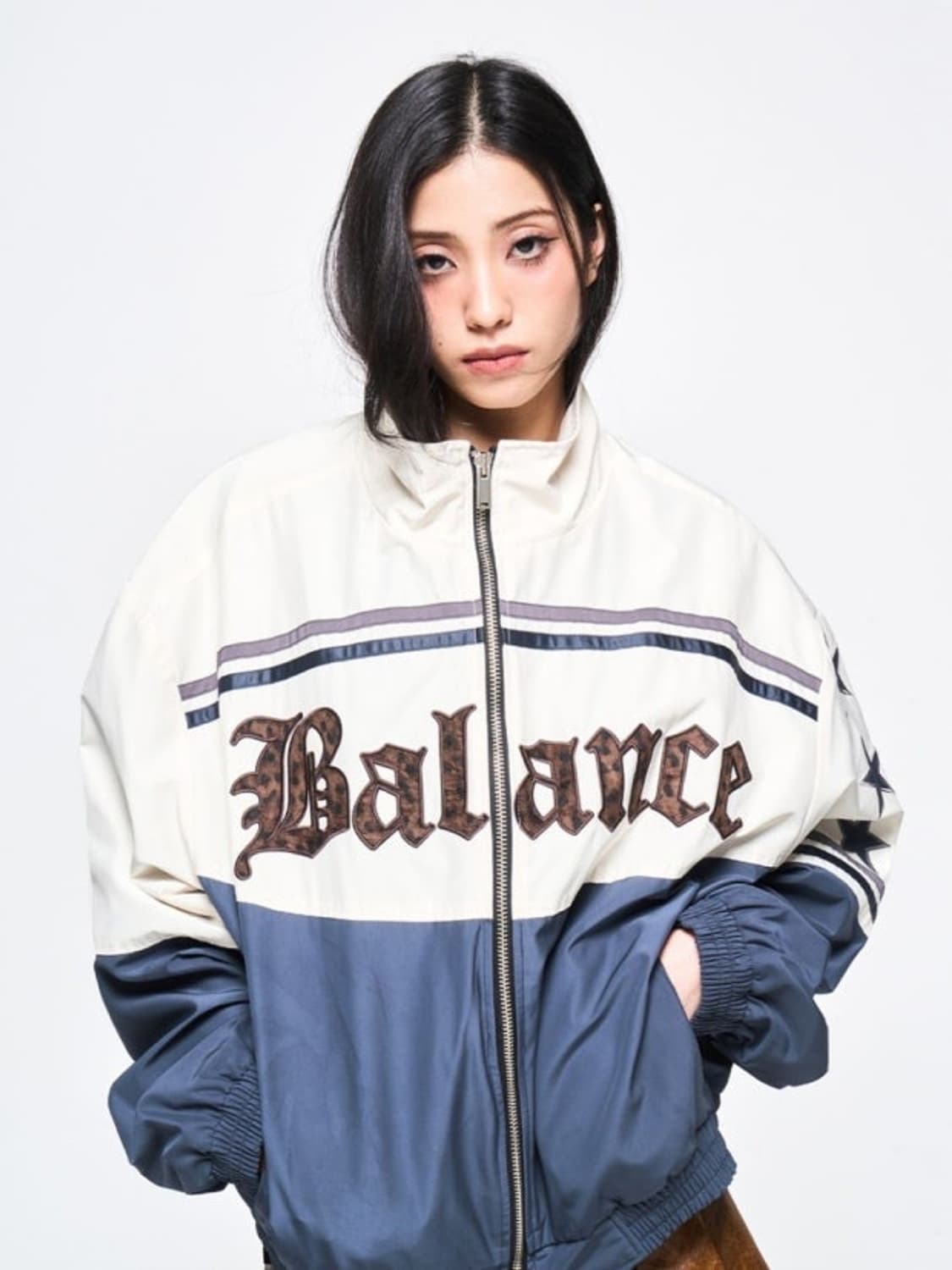 LEEY YEEL 아이보리 봄버 자켓 바람막이 M 상품이미지1