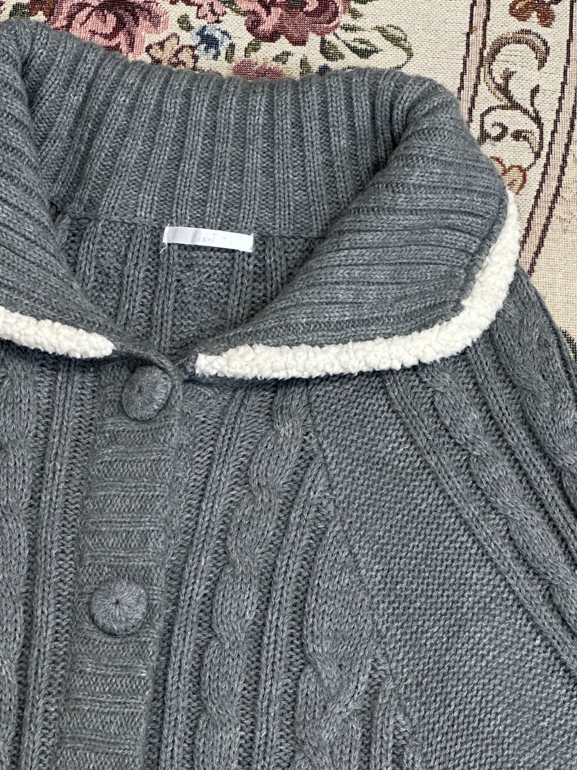 일본빈티지 케이블 니트 버튼 케이프 사와코 모리걸 케이프 판초 코트 상품이미지4