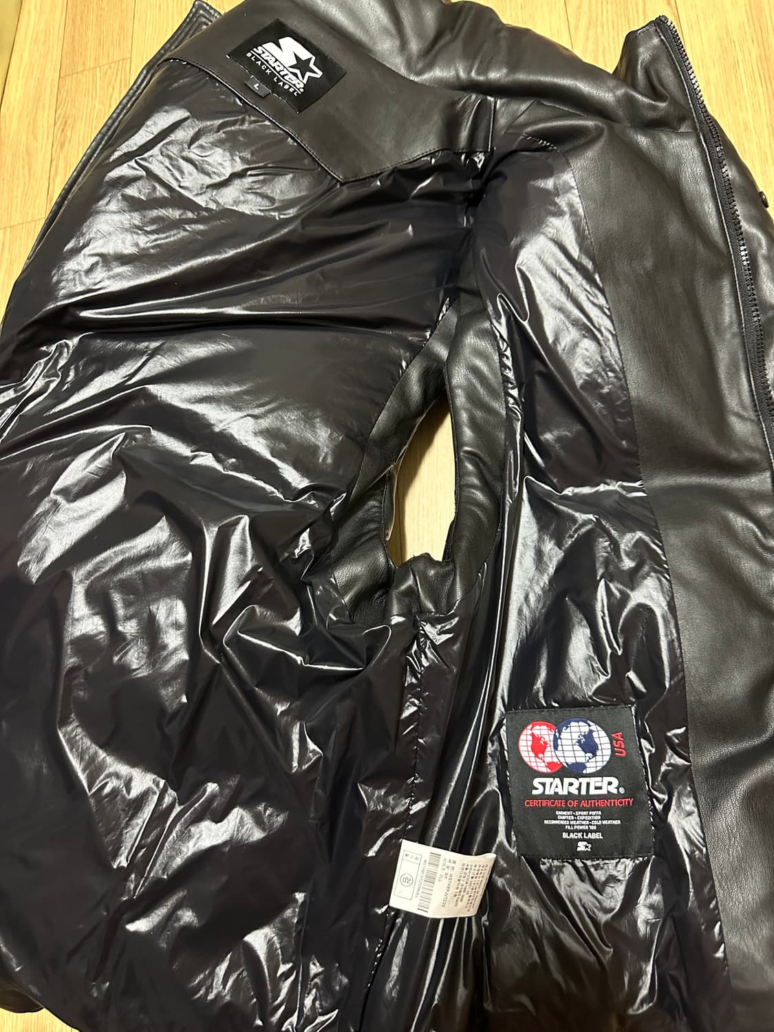 스타터 블랙 레더 패딩 조끼 L 상품이미지6