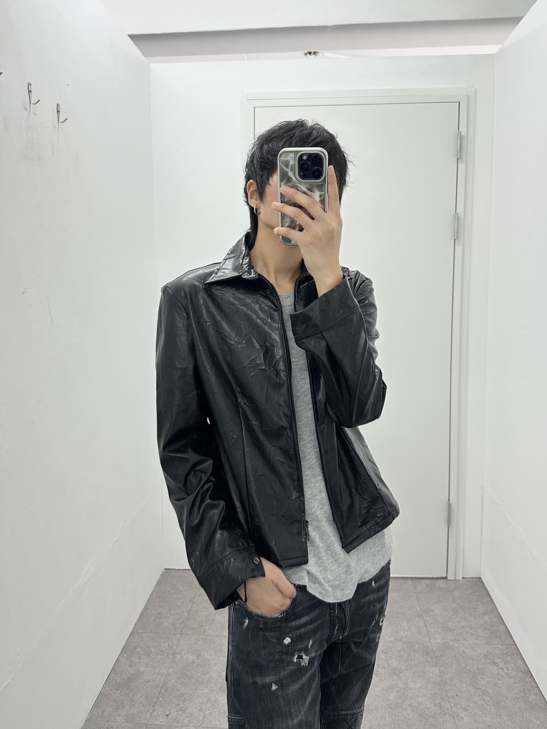 Vintage fake leather 2 way jacket 상품이미지3
