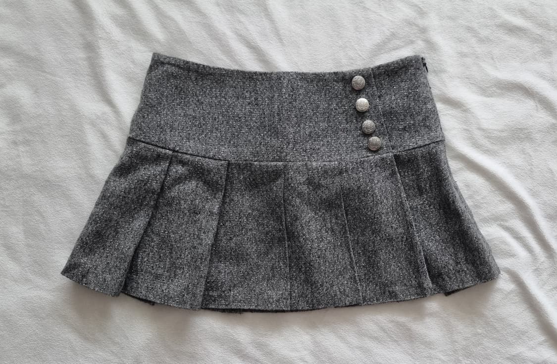 빈티지 갸루 긱시크 그레이 단추 스커트 상품이미지1