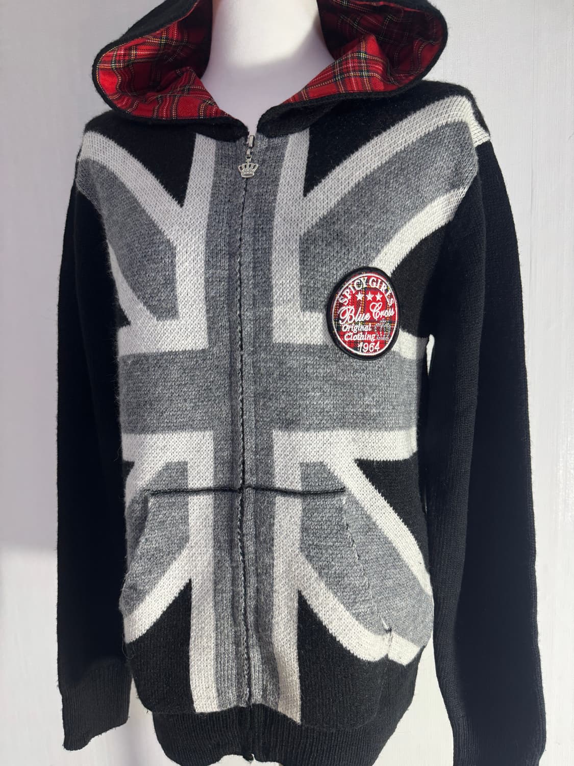 Blue cross 유니언잭 자수 패치 니트 후드집업 상품이미지3