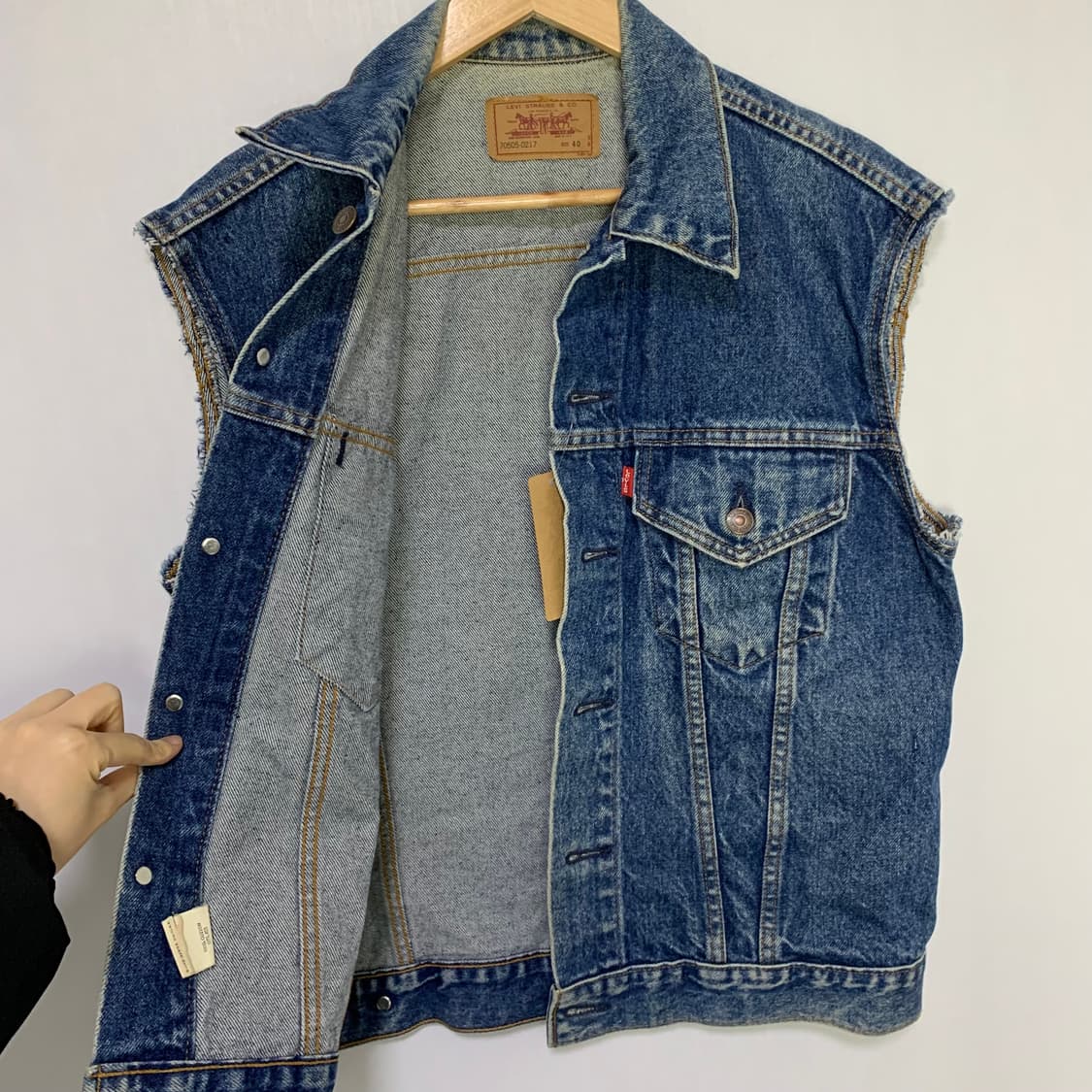 리바이스 빈티지 y2k 2000s 데님 조끼 베스트 청자켓 남성 40 상품이미지5