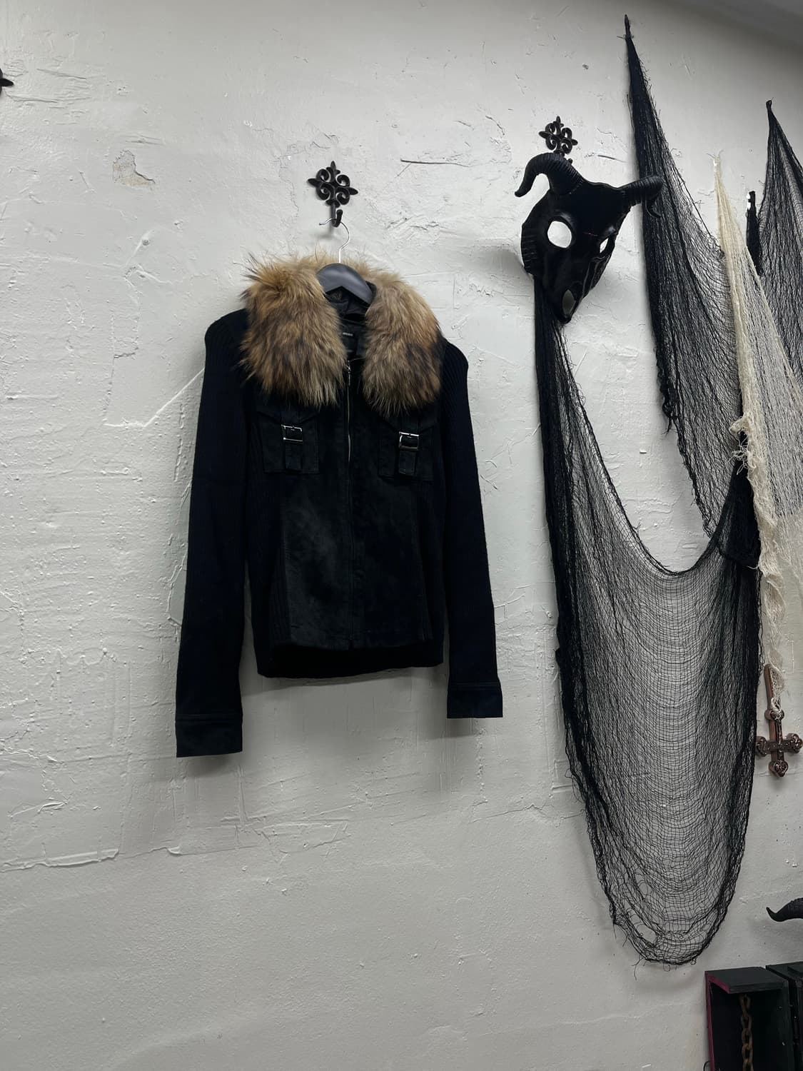 Trans work 00s trimming fur ribbed swede 상품이미지2
