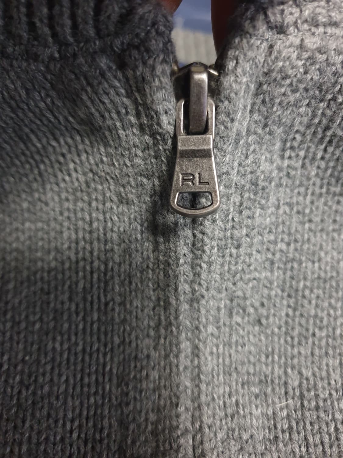 (빈티지) 폴로랄프로렌 빅포니 딱붙핏 니트집업 그레이 (S) 상품이미지4