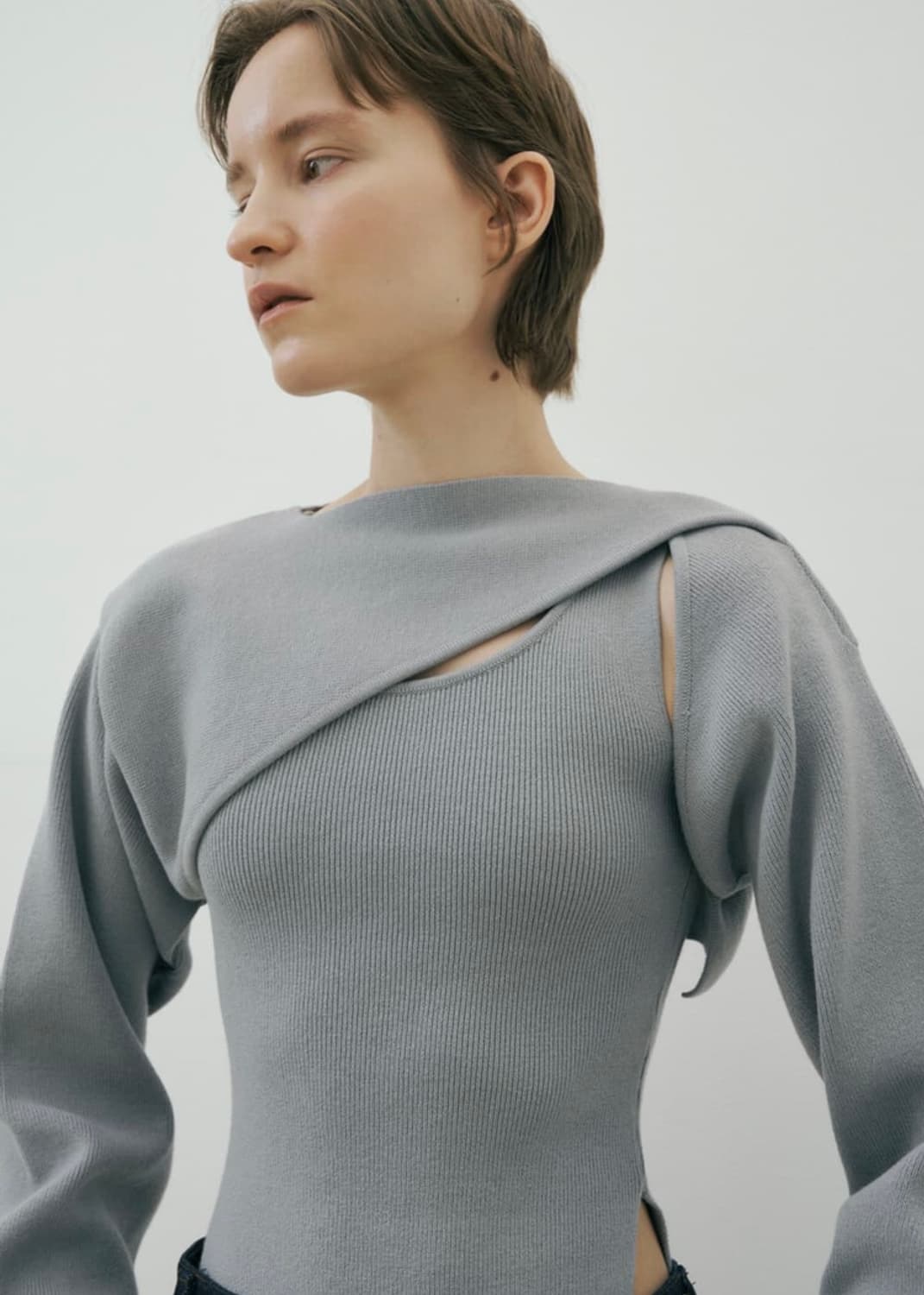 에핑글러 볼레로 세트 니트 데님그레이 상품이미지5