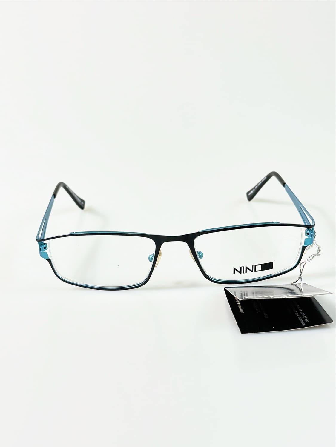 프랑스제 NINO EYEWEAR 블랙블루 메탈릭 스퀘어 빈티지 안경 상품이미지3