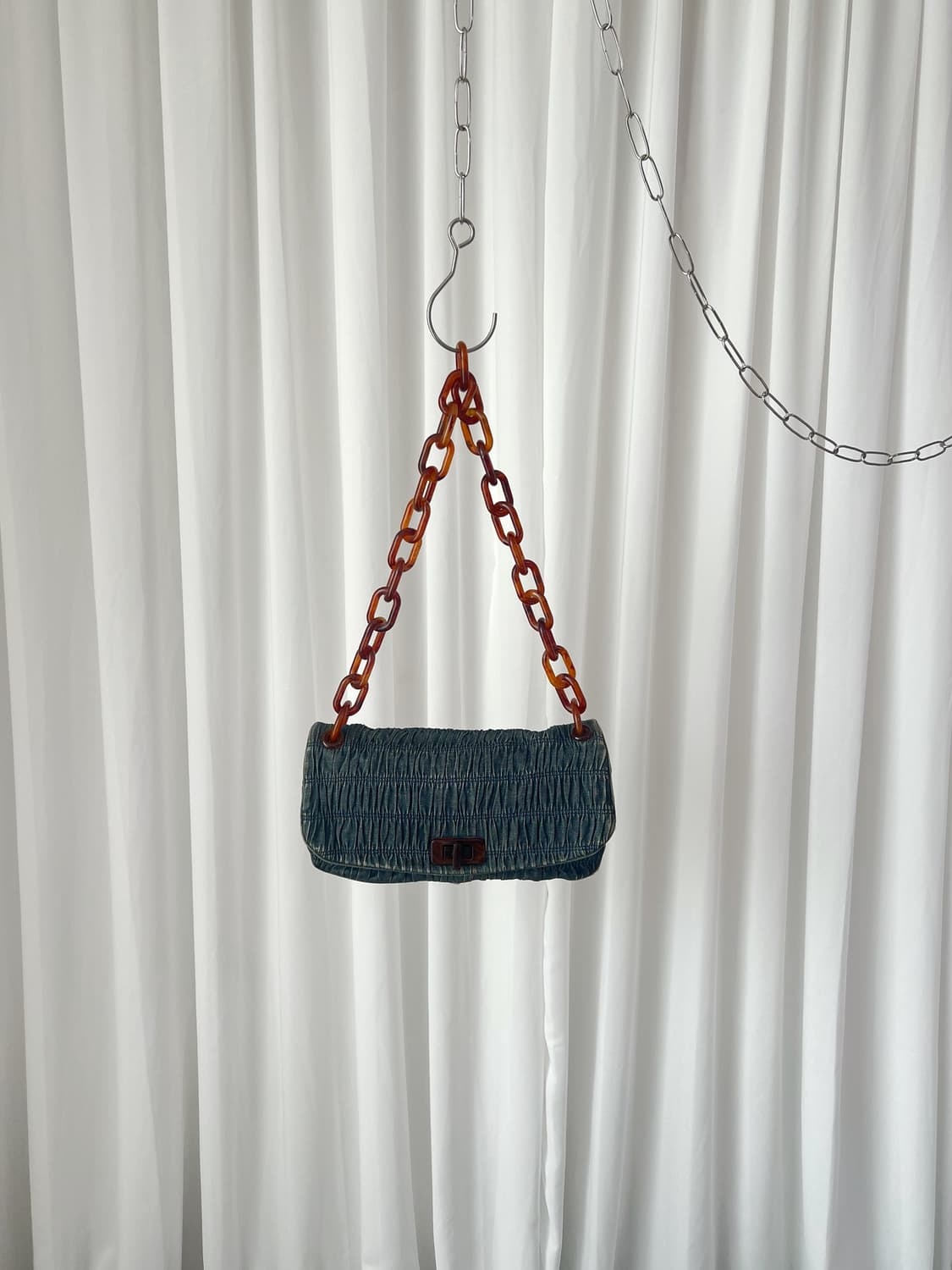 프라다 FW2011 데님 카프레토 가프레 숄더백 상품이미지1