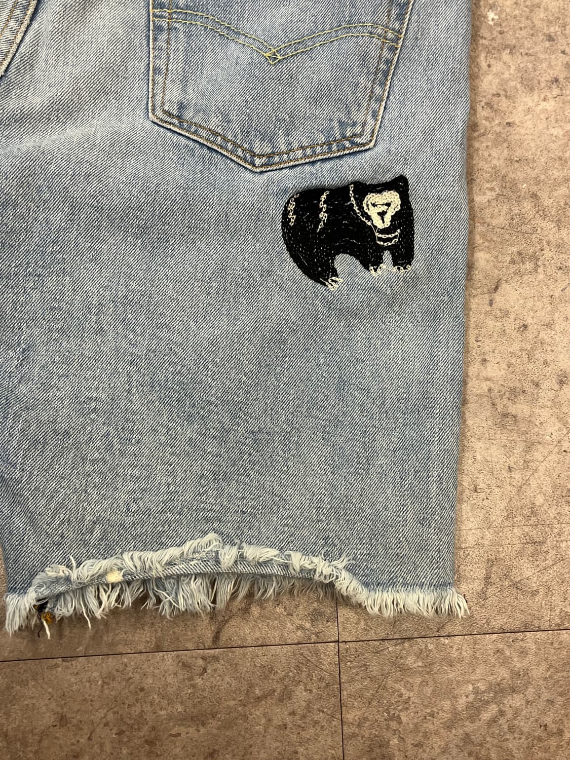 리바이스 501 CT 자수 하프 데님 팬츠 W30 #csz1834 상품이미지9