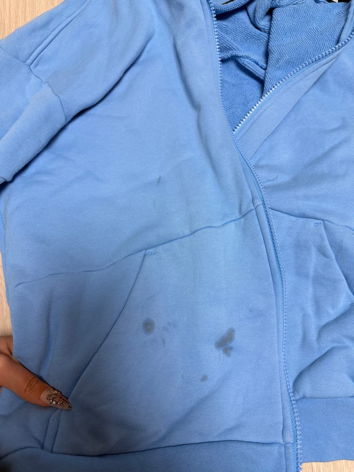 아디다스 에센셜 플러스 루즈핏 프렌치 테리 후드집업 져지 트랙탑 블루 상품이미지4