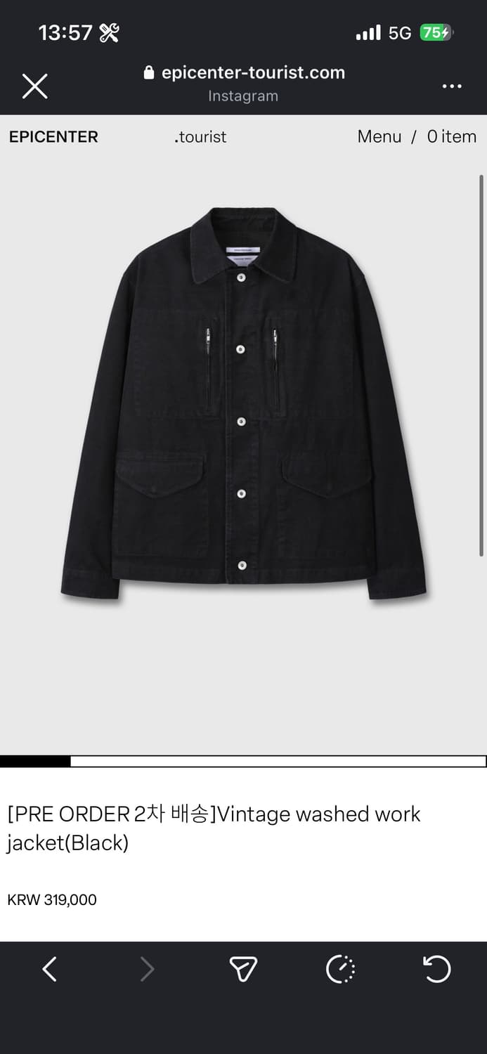 에피센터 투어리스트 구매L washed work jacket 상품이미지1
