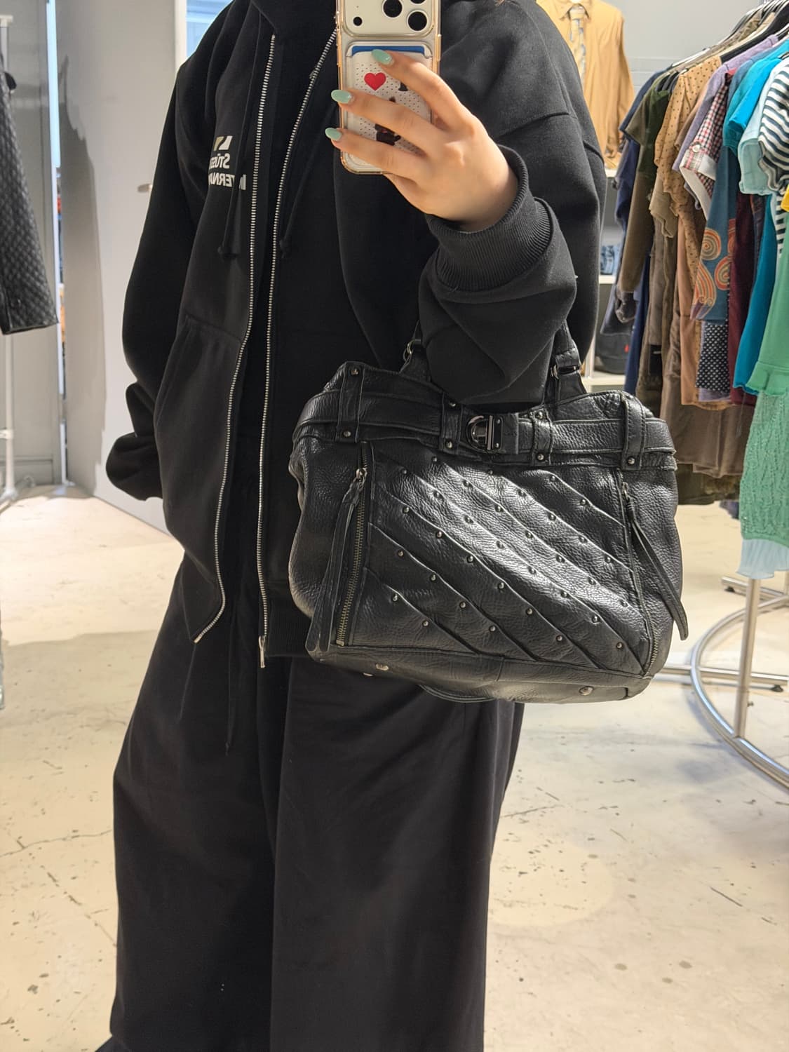 stud detail strap point real leather bag 상품이미지9