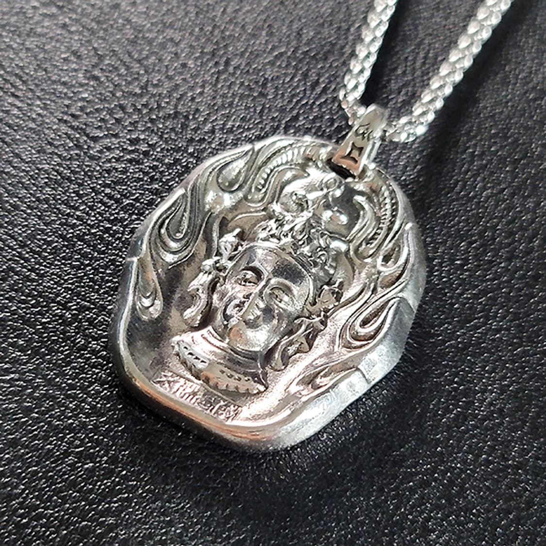 Manjushri 백동 펜던트 엔틱 부처님 문수보살 남자 목걸이 상품이미지1