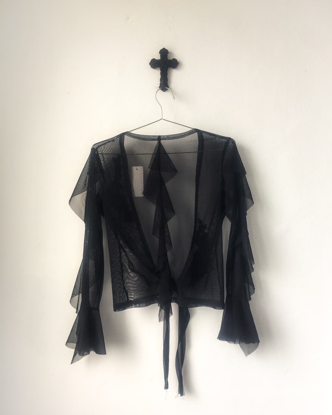 Ruffle point mesh cardigan 상품이미지2