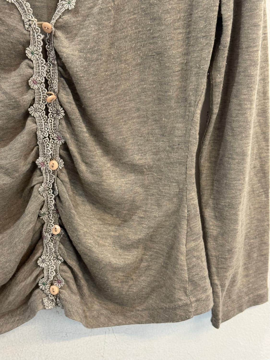Lune moire beige V-neck lace cardigan  상품이미지5