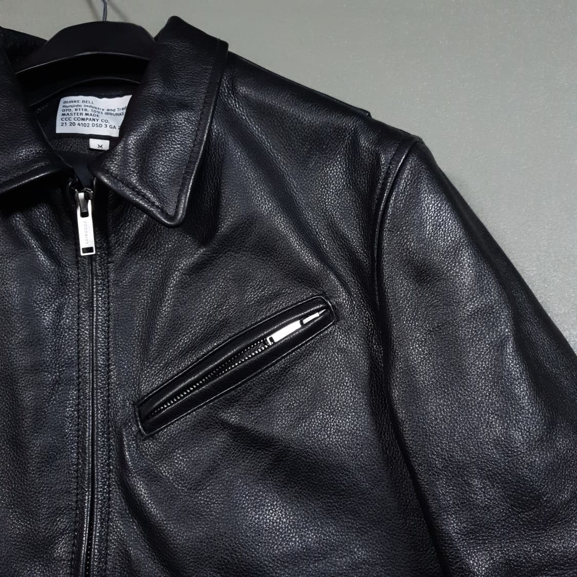M (95) 에이징씨씨씨 카우하이드 블랙 리얼 소가죽 레더 싱글 자켓 상품이미지3