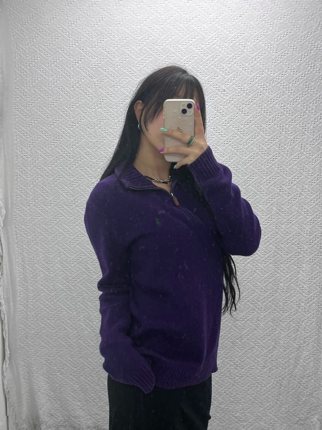 폴로 랄프로렌 그린포니 퍼플 홀리데이 반집업 니트 S C07092 상품이미지2