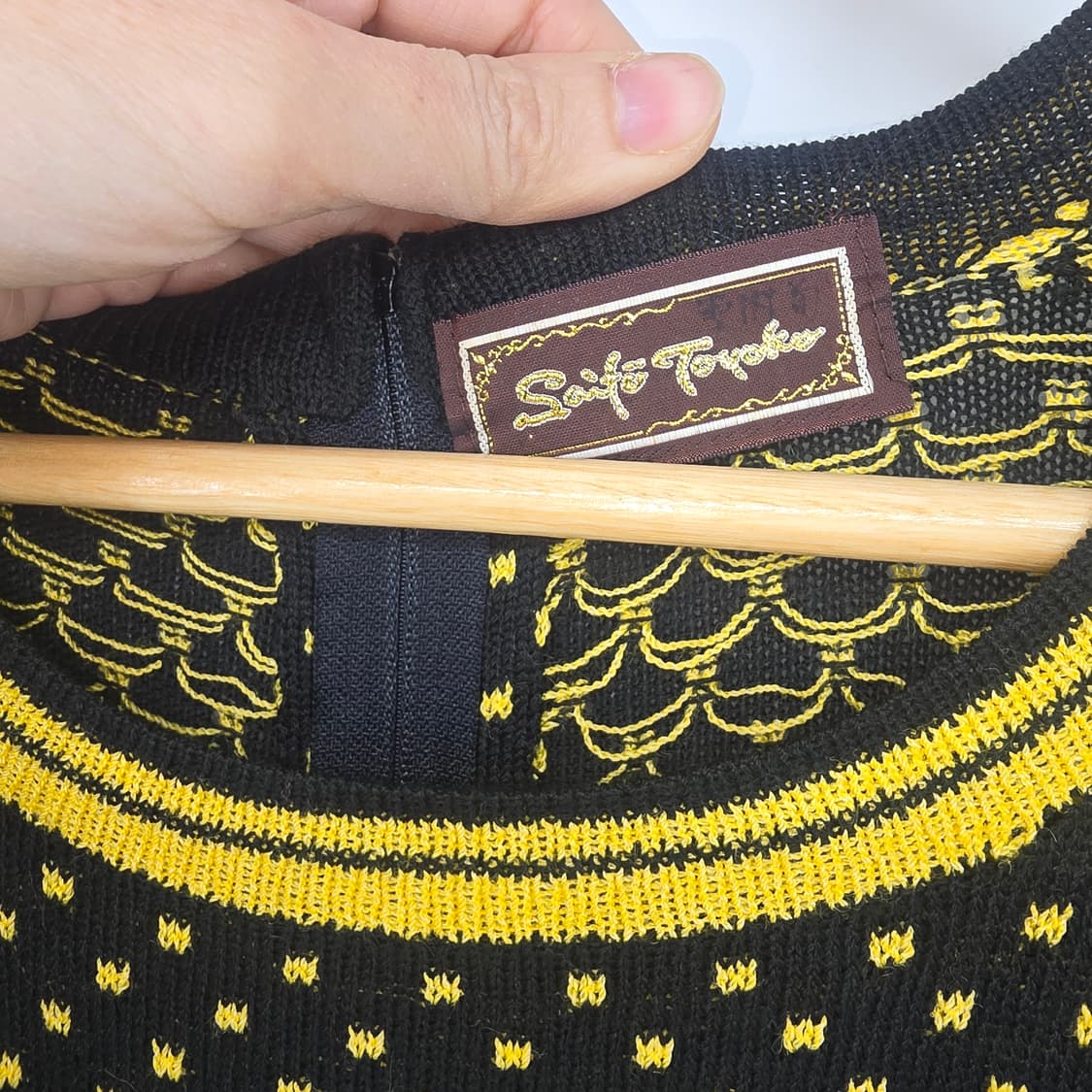 블랙 땡땡이 롱 원피스 옐로우 포인트 상품이미지3