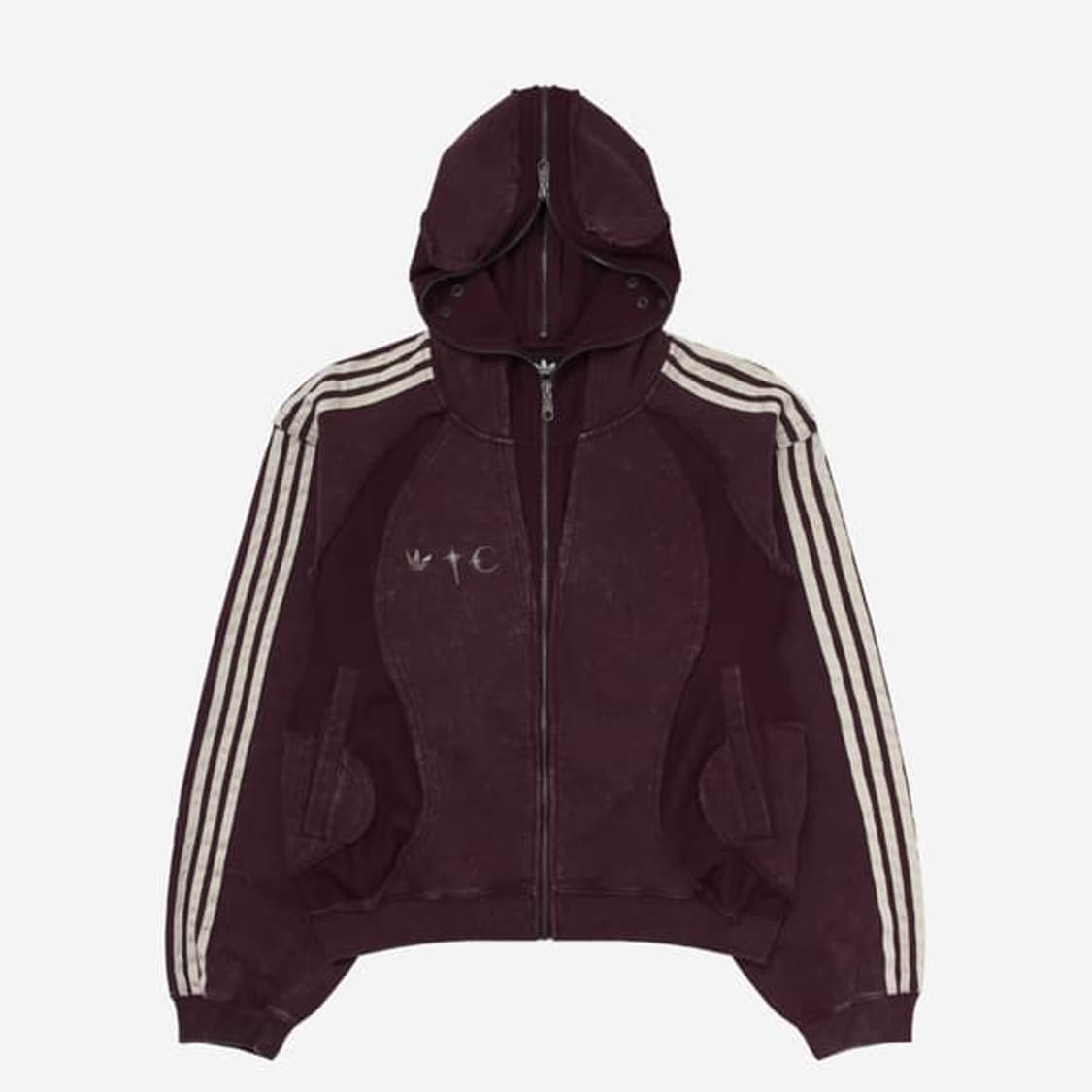 아디다스×떠그클럽 팀 가이스트 스웨트 후드집업 마룬 상품이미지1