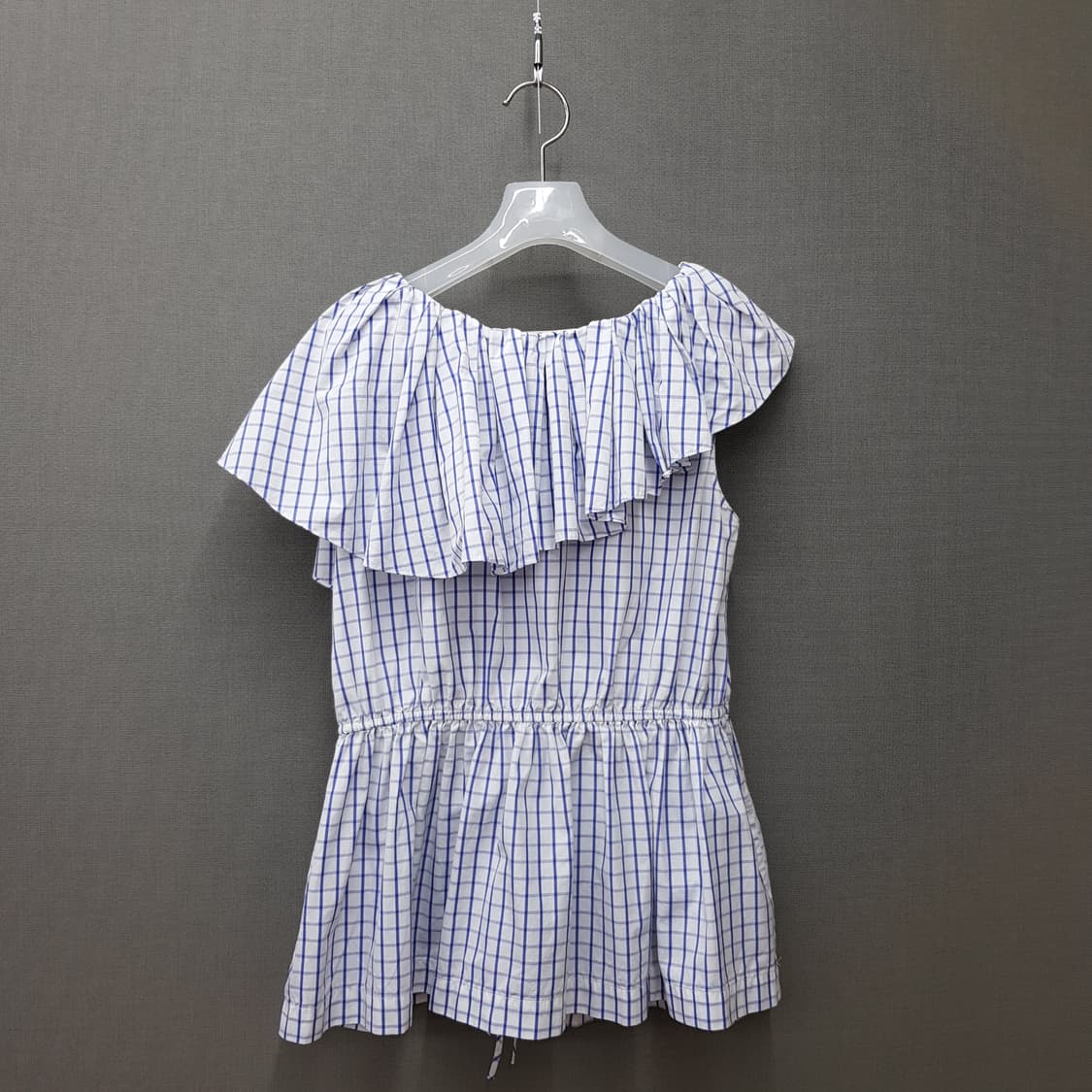 에리카카발리니 체크 프릴 오프숄더 블라우스 40사이즈 상품이미지4