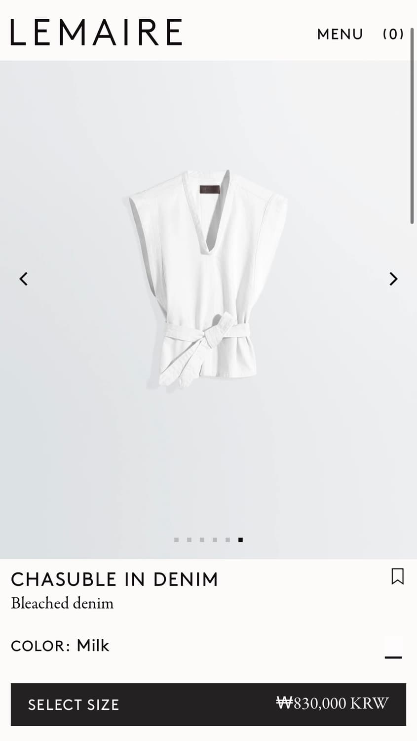 [34,36,38]르메르 26ss CHASUBLE 타이 베스트/밀크 상품이미지6