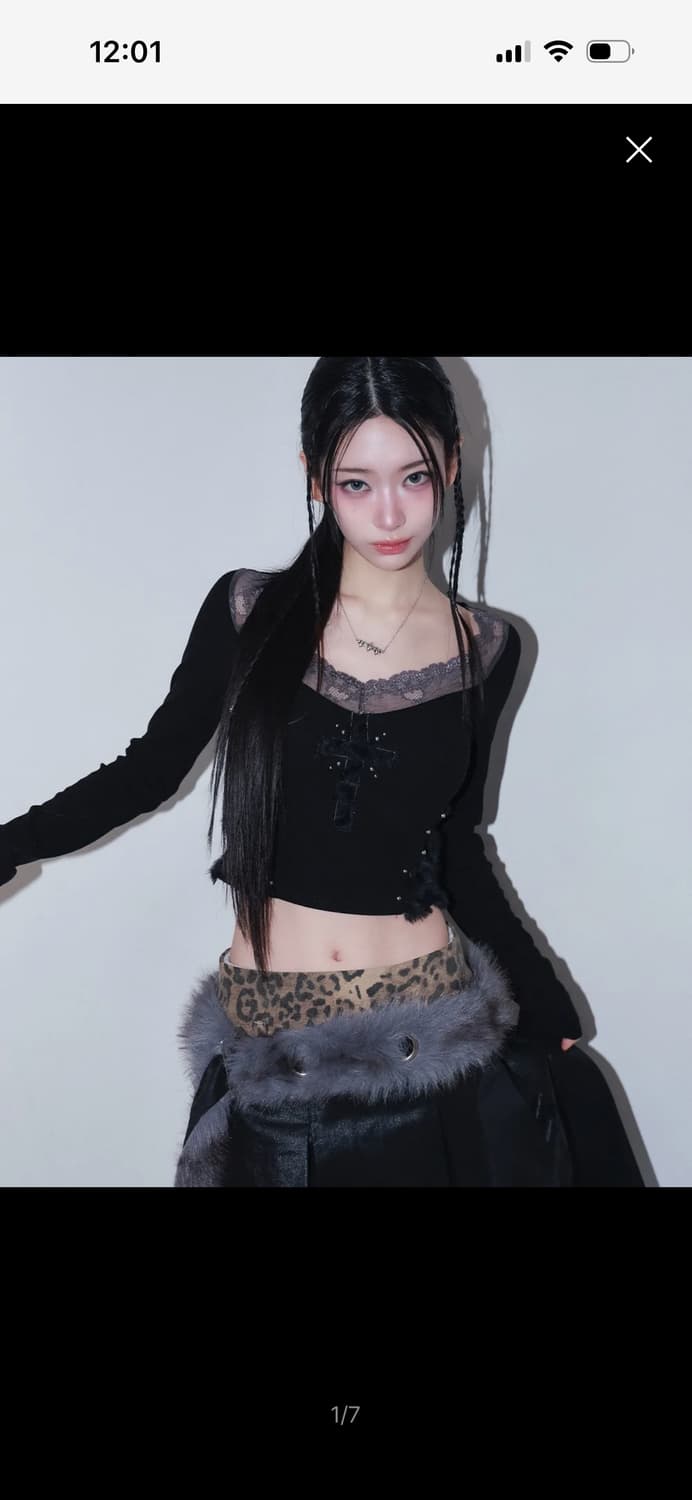 체리퀴리 cross patch lace sleeve 새상품 상품이미지3
