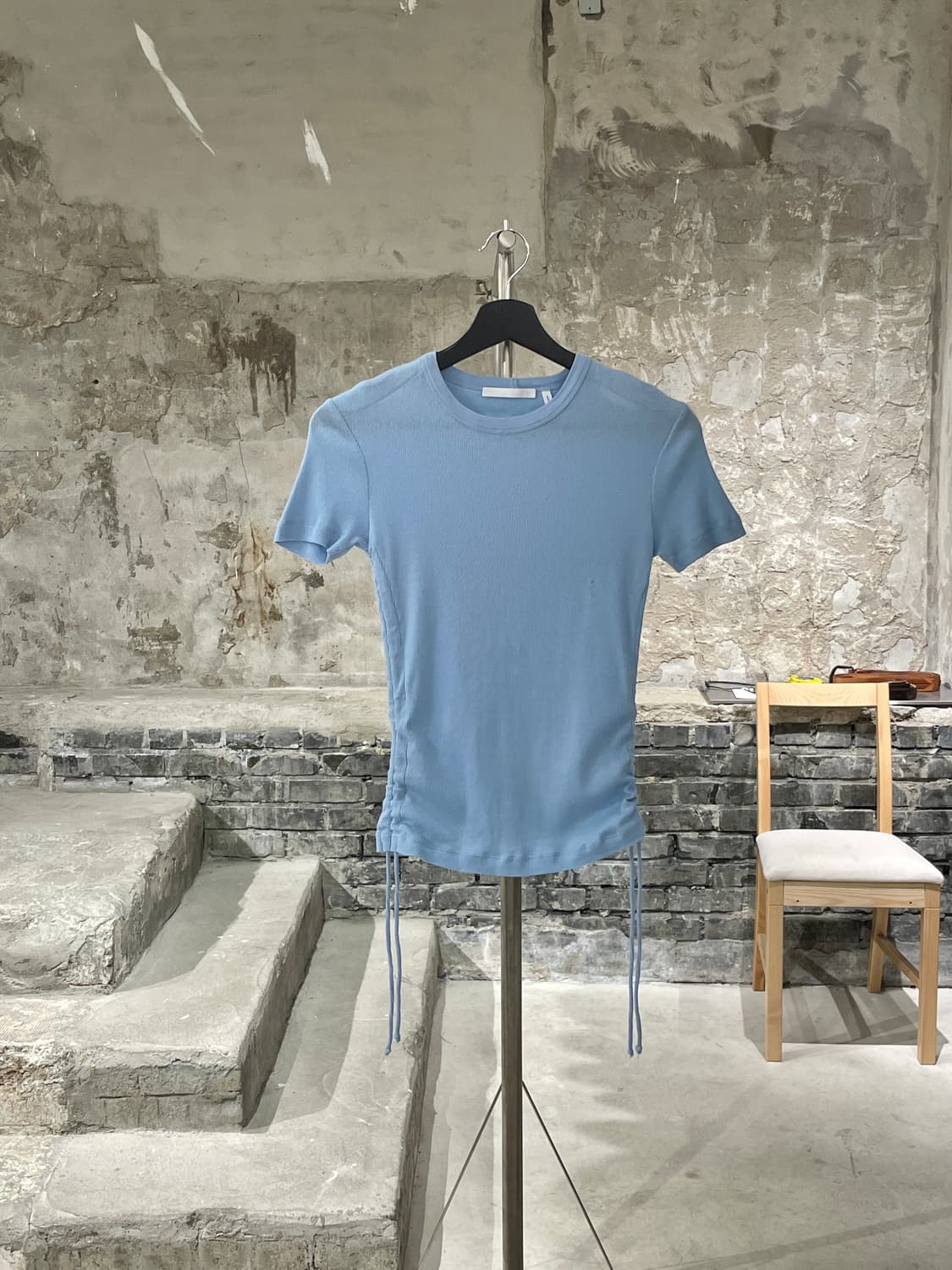 헬무트랭 스카이 블루 스트링 골지 하프 니트 상품이미지1