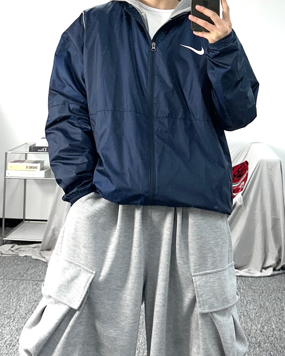 나이키 네이비 화이트 파이핑 바람막이 2XL 상품이미지3