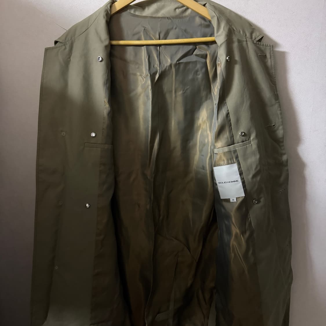 솔리드옴므 우영미 남성 히든버튼 맥코트 카키 48 (남성 105까지) 상품이미지7