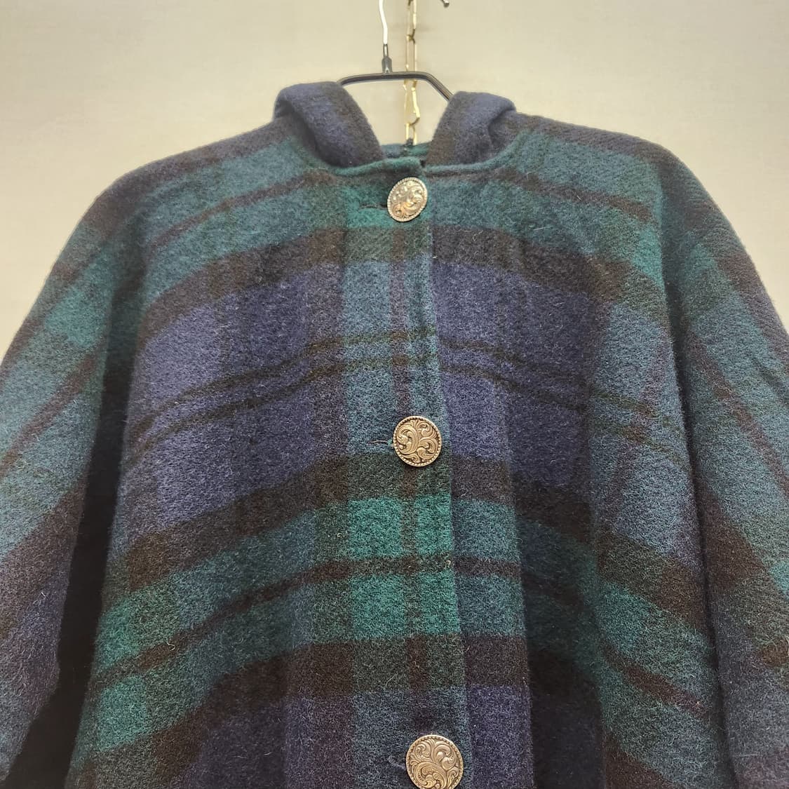 Johnson Woolen Mills 울혼방 체크 케이프 S(S~M) 상품이미지3