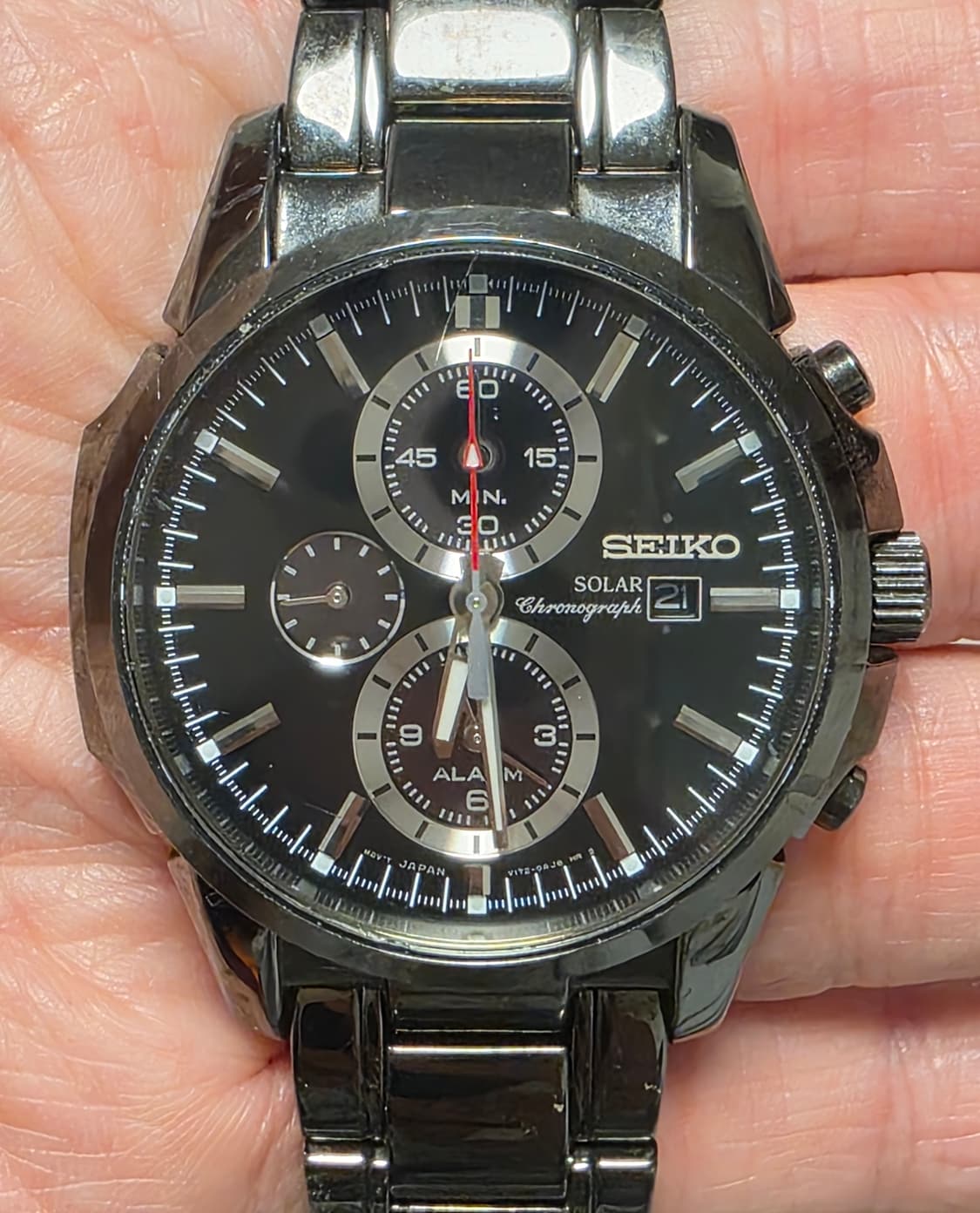 세이코(SEIKO) 솔라 알람 태양광 크로노그래프 V172-0AF0 쿼츠 상품이미지1