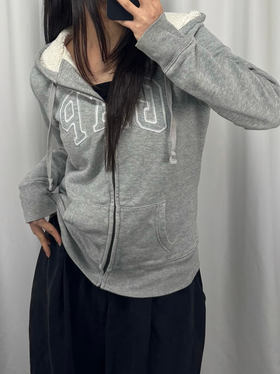 갭 양털 그레이 후드집업 상품이미지2