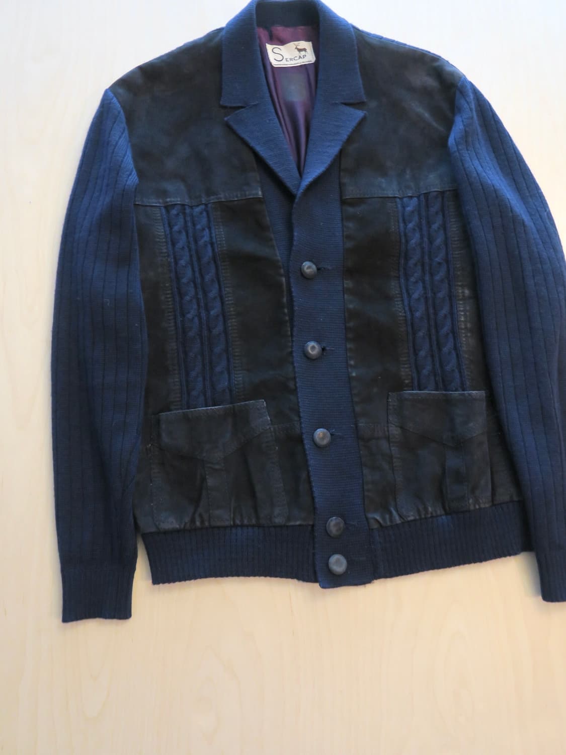 Sercap 빈티지 니트 가디건 (레더 포인트) 상품이미지6