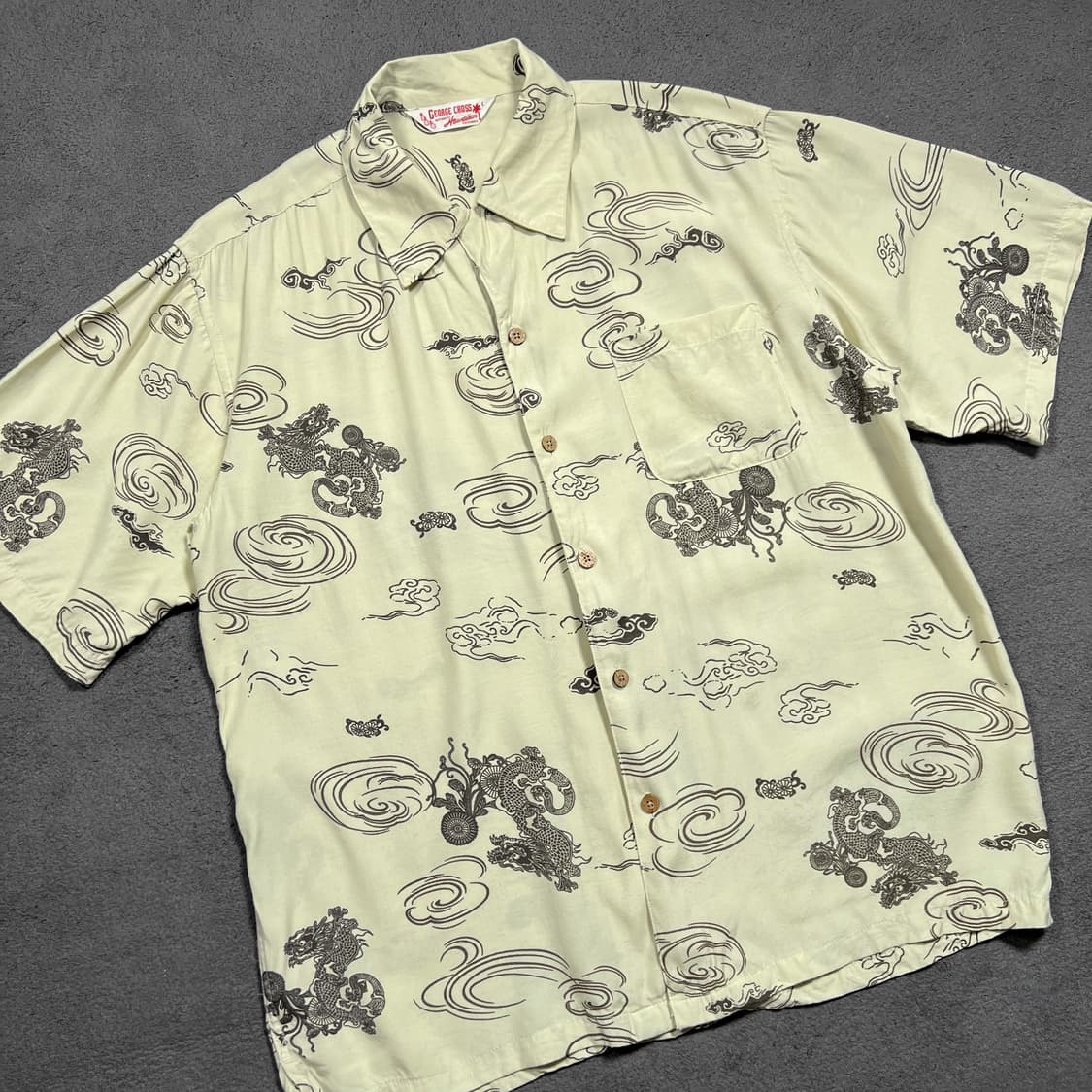 Japanese vintage 용 프린팅 하와이안 반팔 셔츠 상품이미지2