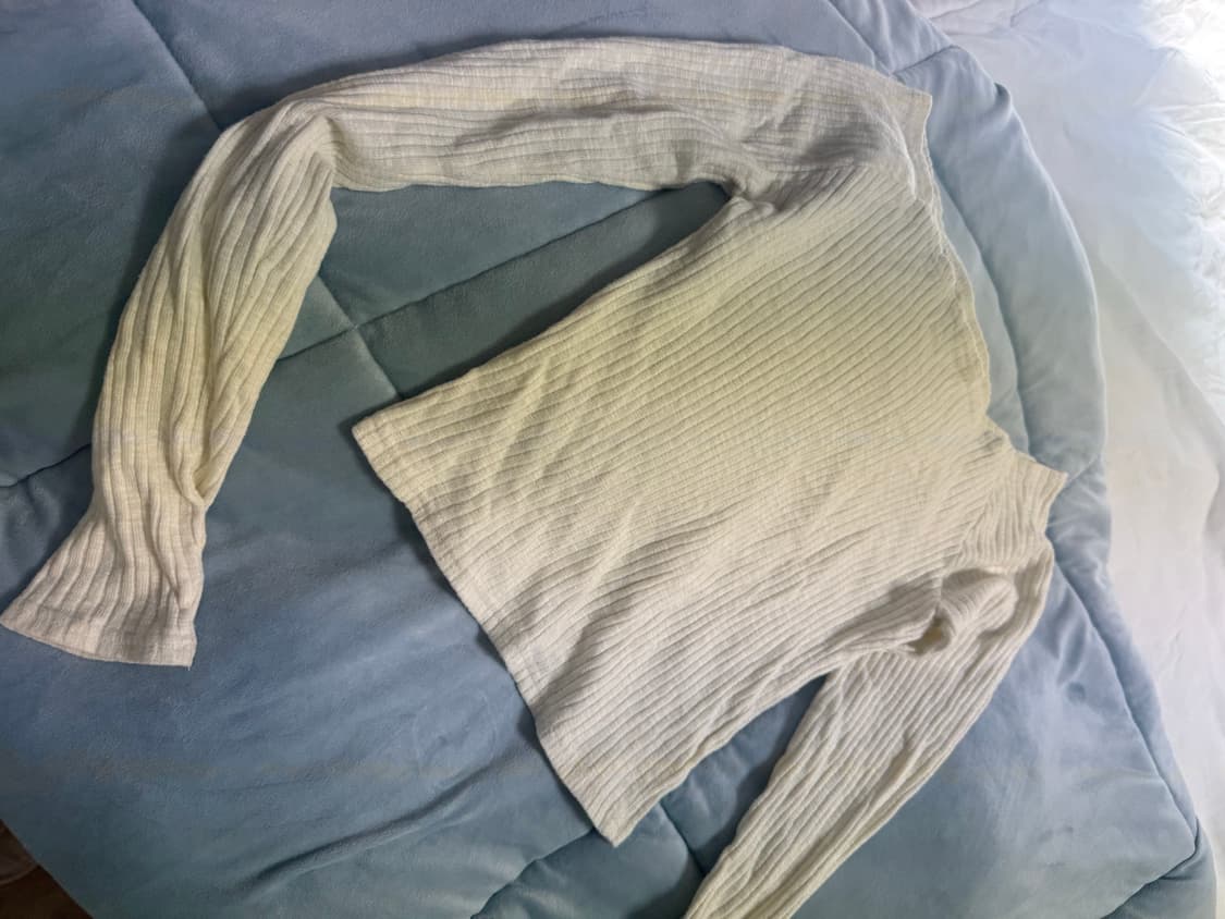 [여리함미치는데일리템🙊] 크림퐁 오프 골지 텐션 긴팔티  상품이미지7