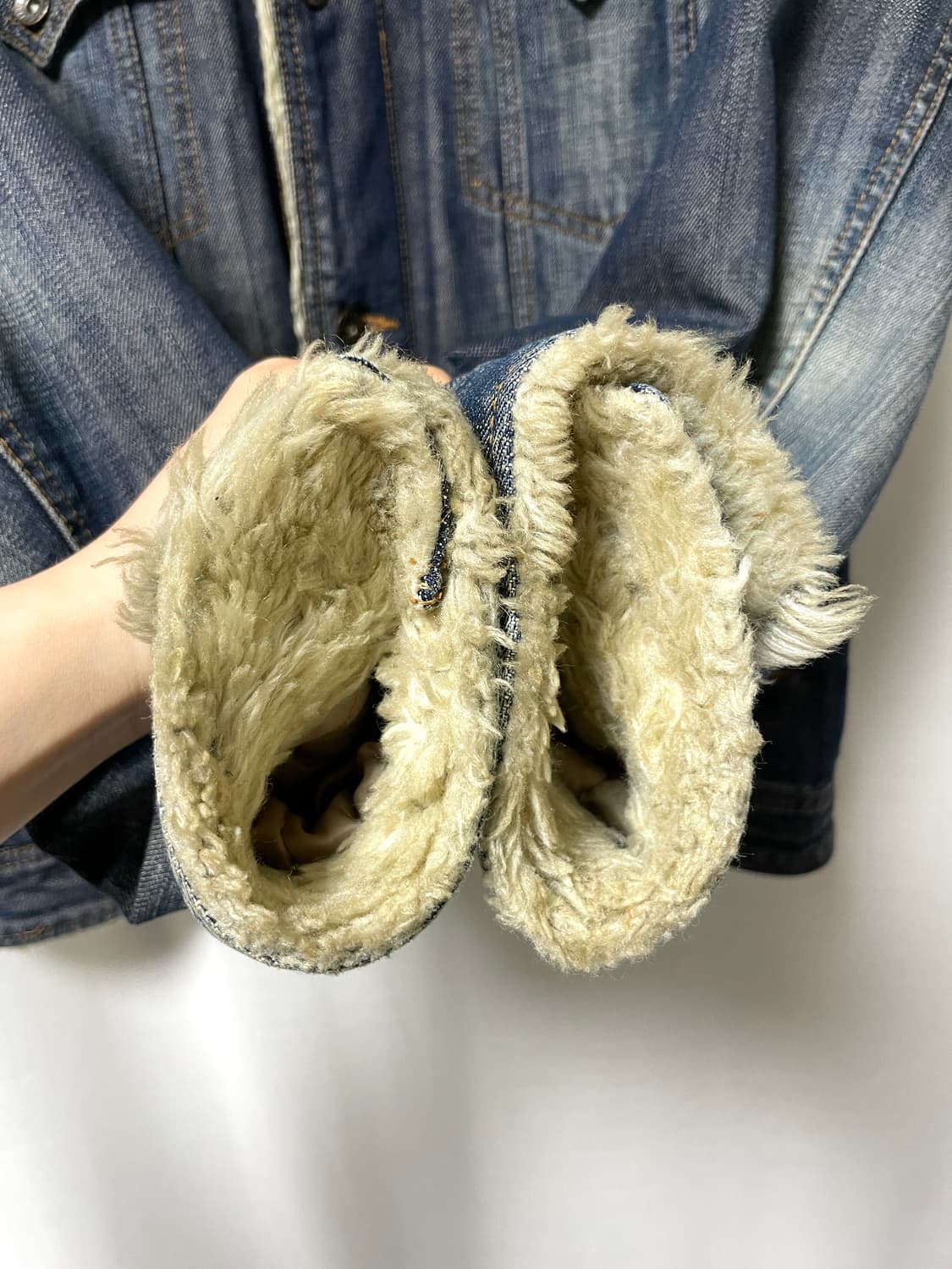 리바이스 양털 셰르파 워시드 데님 트러커 청자켓 M 상품이미지6