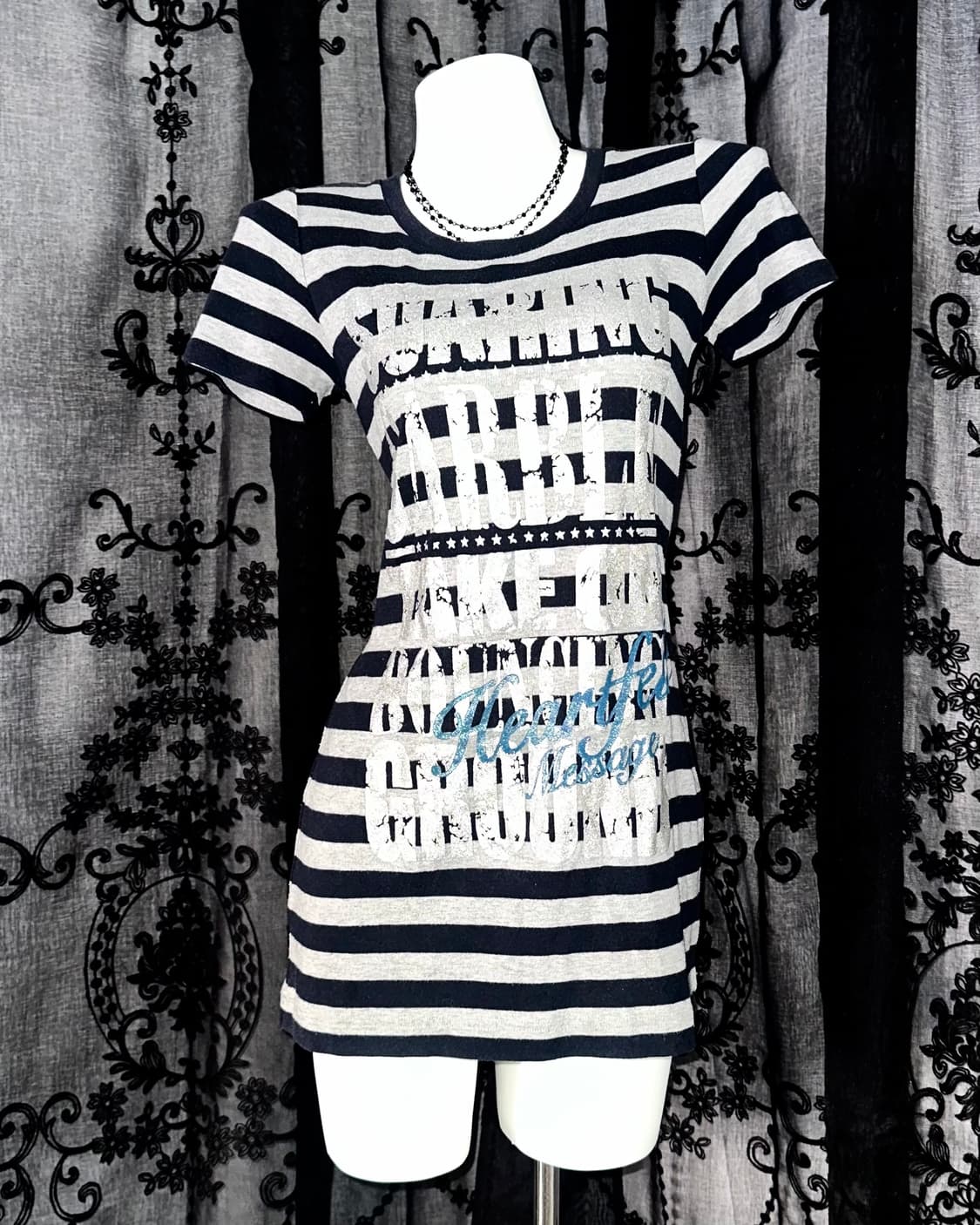 striped graphic long t-shirt 상품이미지1