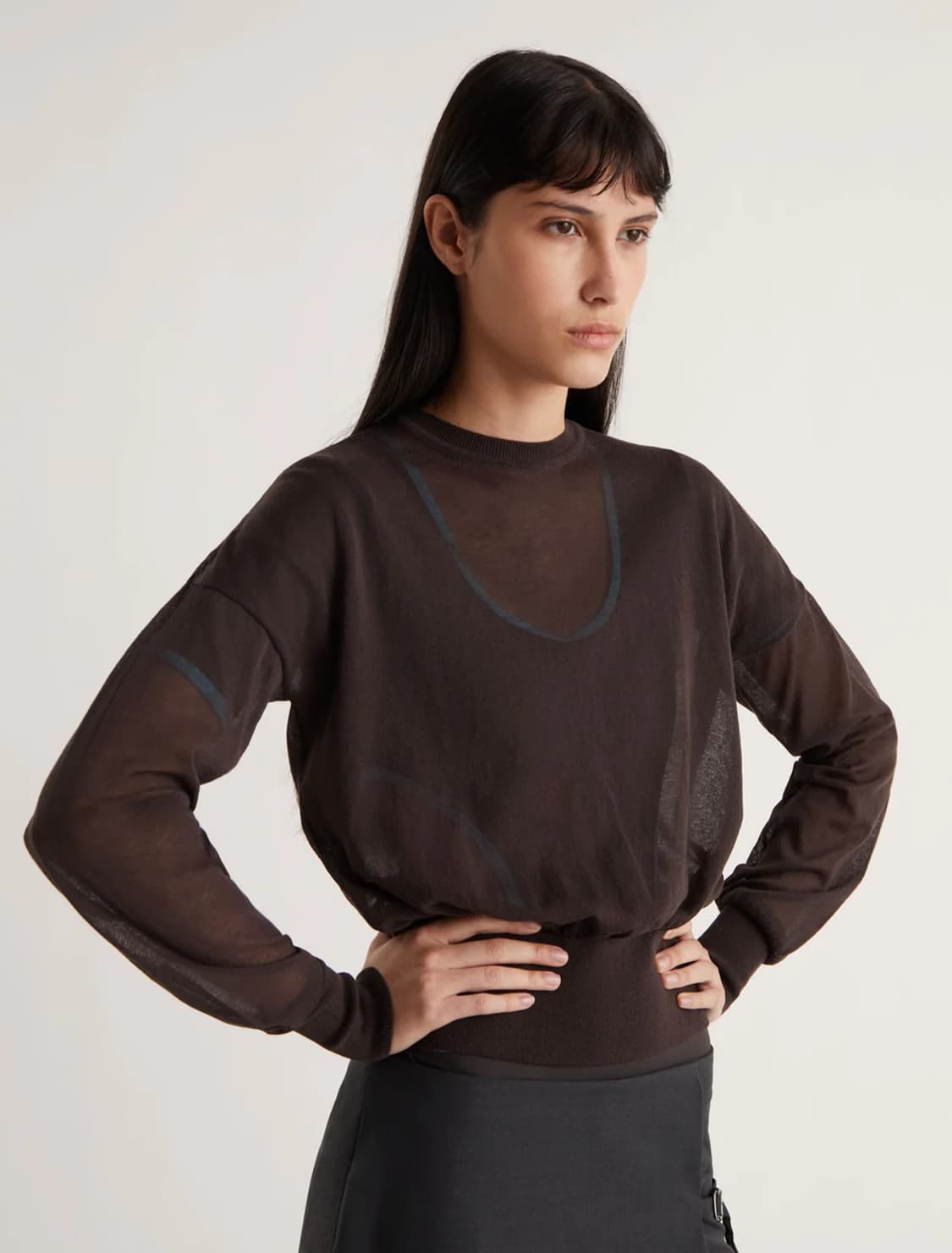 [M]팔로마울 LEDS 오가닉 시어 니트/브라운 상품이미지3