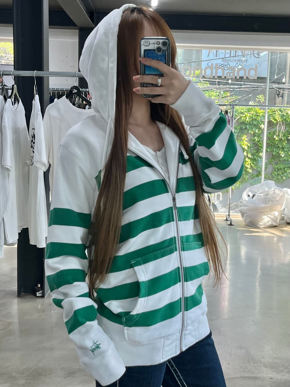 스투시 스트라이프 자수로고 후드집업 상품이미지2