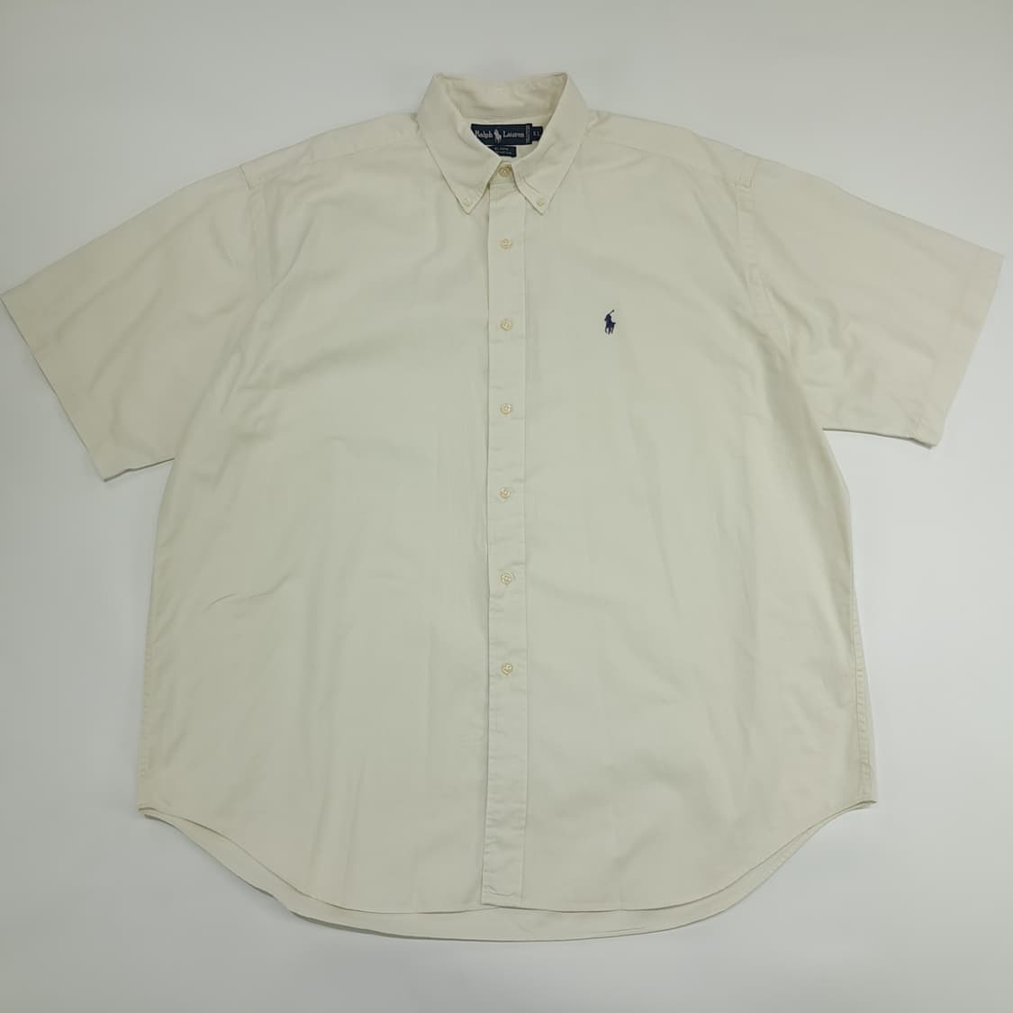 Co524 XL 폴로 랄프로렌 90s USA 크림화이트 반팔 셔츠 남방 상품이미지1