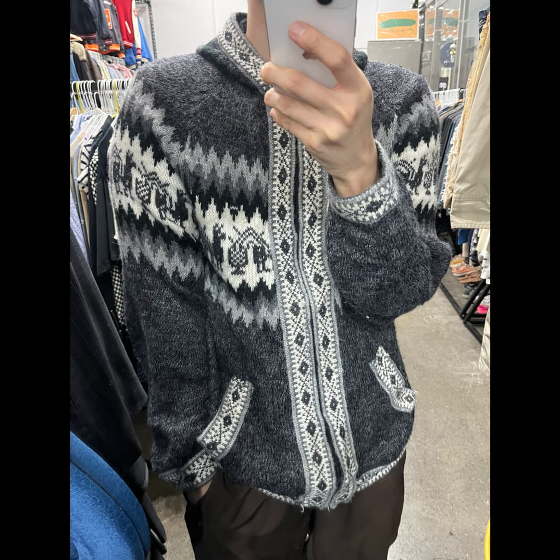 Made in PERU 핸드메이드 노르딕 니트집업 후디  상품이미지2