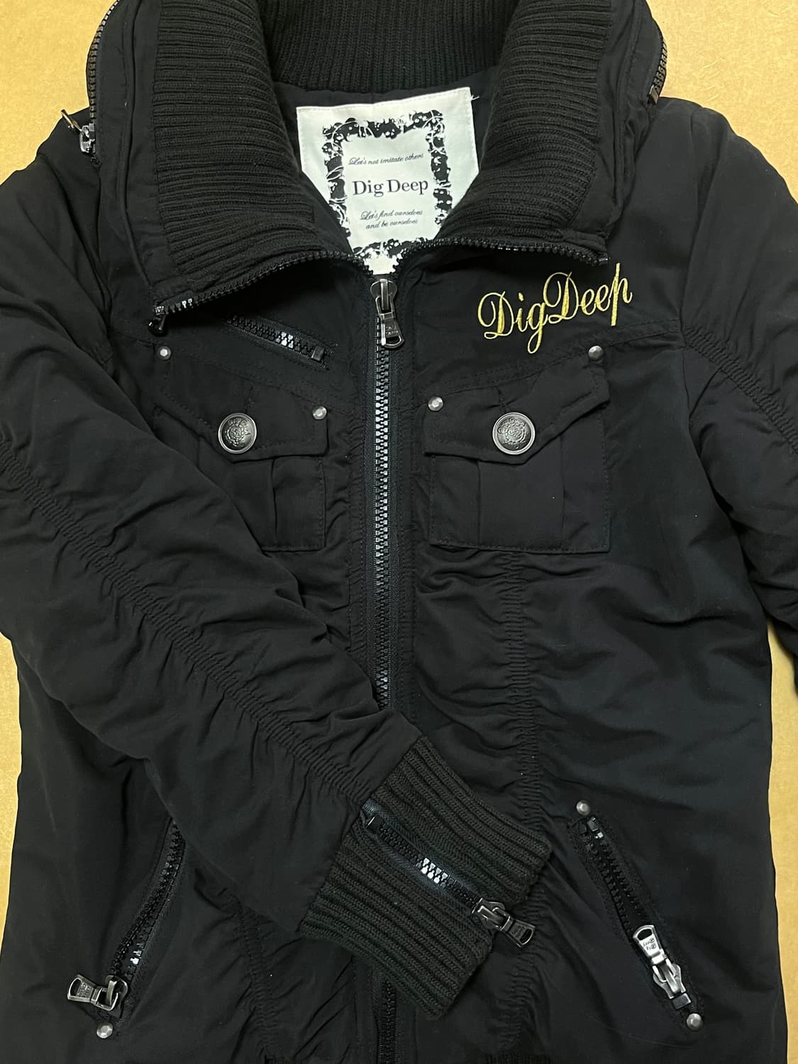 디그딥 블랙 셔링 와투케 펑크 집업 패딩 야상 상품이미지3