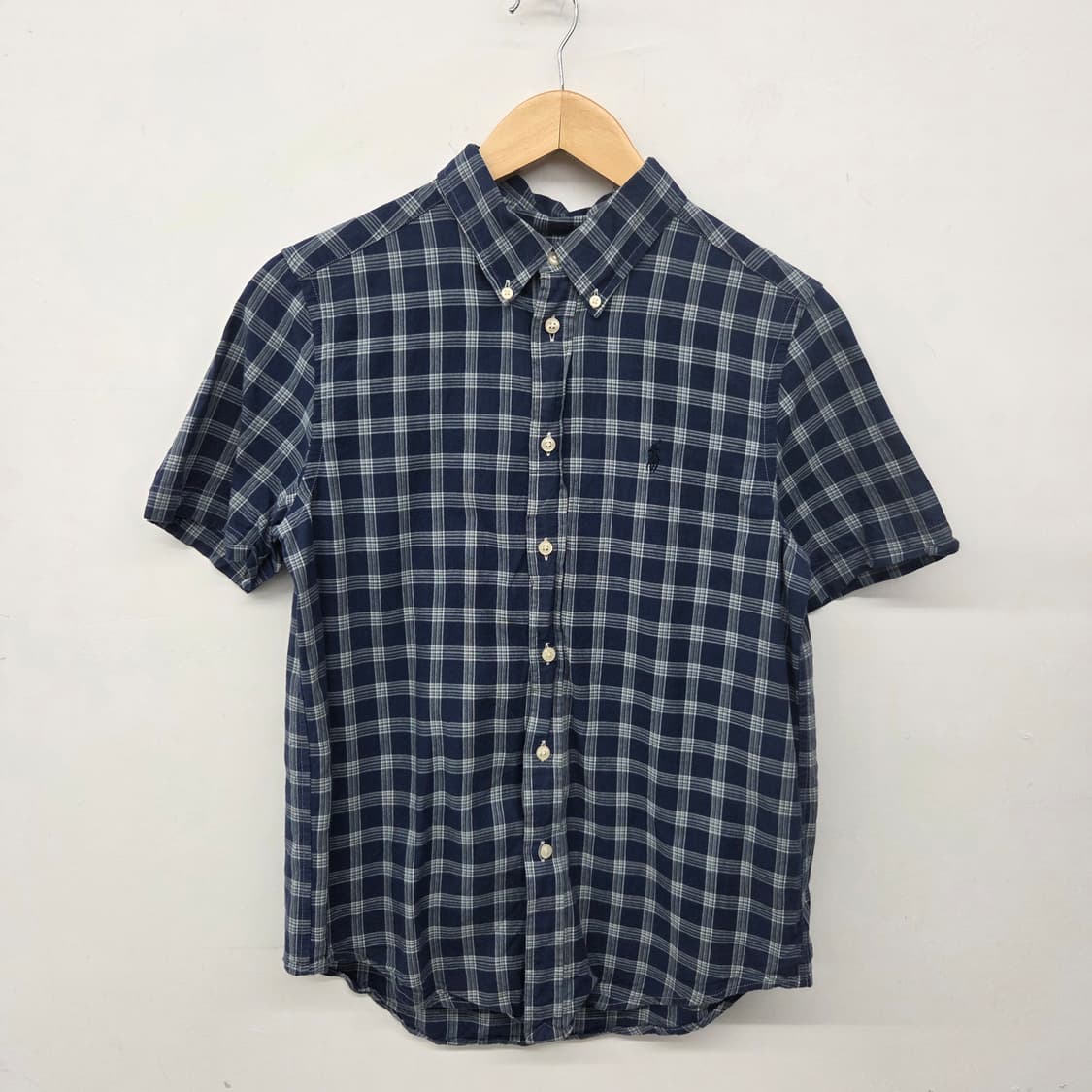 폴로 랄프로렌 체크 반팔 셔츠 네이비 여L 상품이미지2
