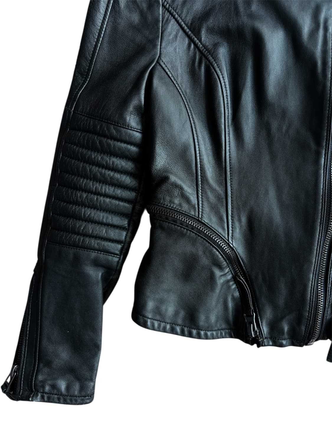 [램스킨] ZARA 퀼팅 슬림핏 바이커 레더자켓 상품이미지3