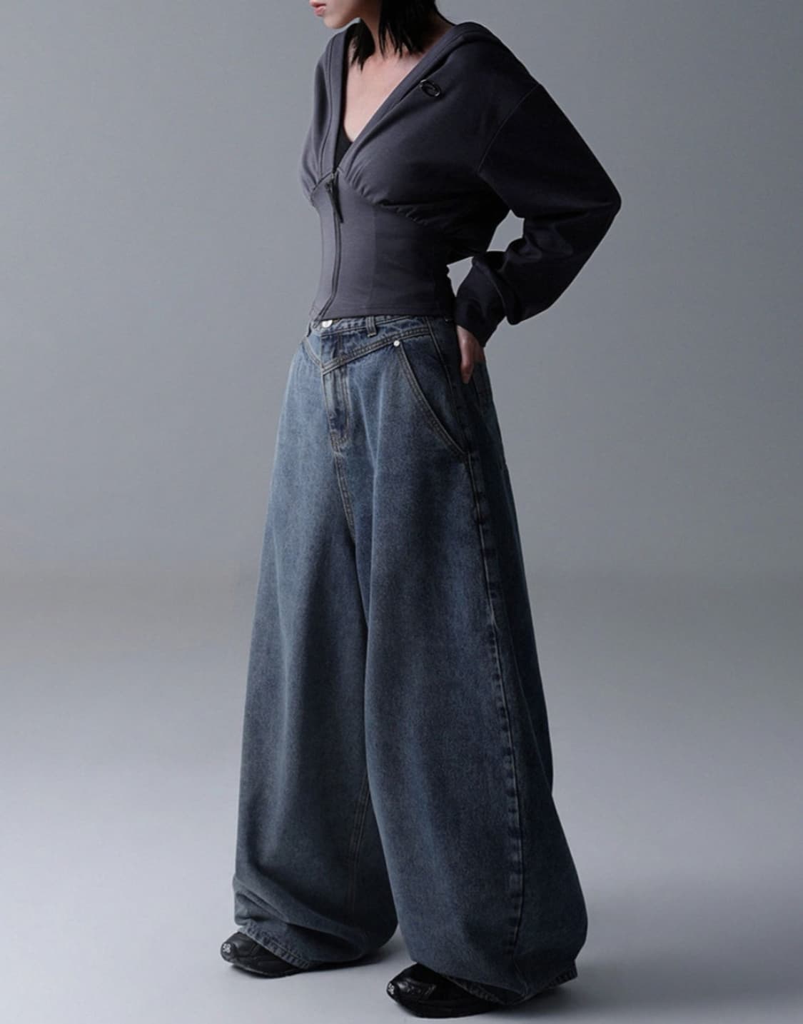 어반드레스 후드집업 슬림핏 다크그레이 상품이미지2