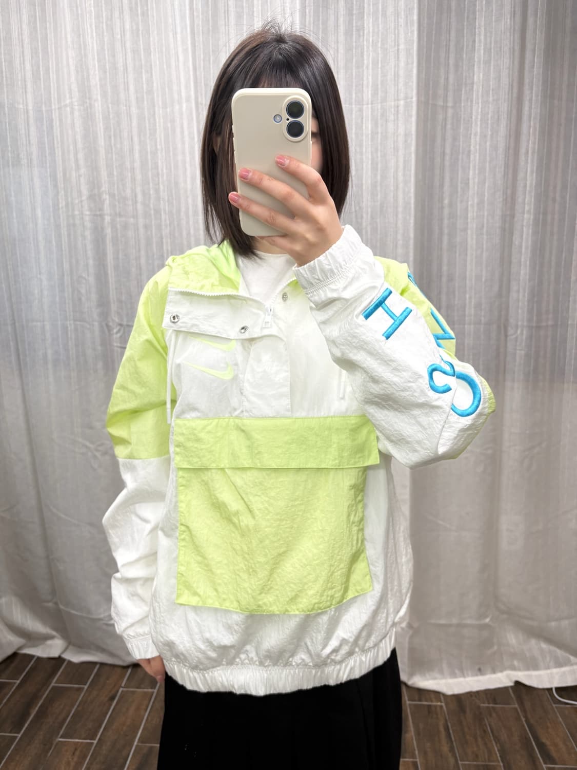 나이키 화이트 라임 더블스우시 나일론 아노락 바람막이 상품이미지1